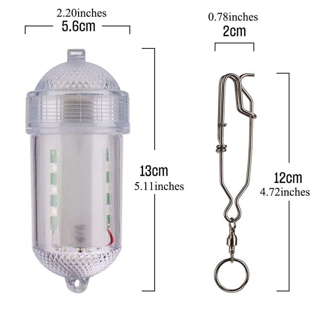 Close-up of Edearkar green underwater fishing light glowing
