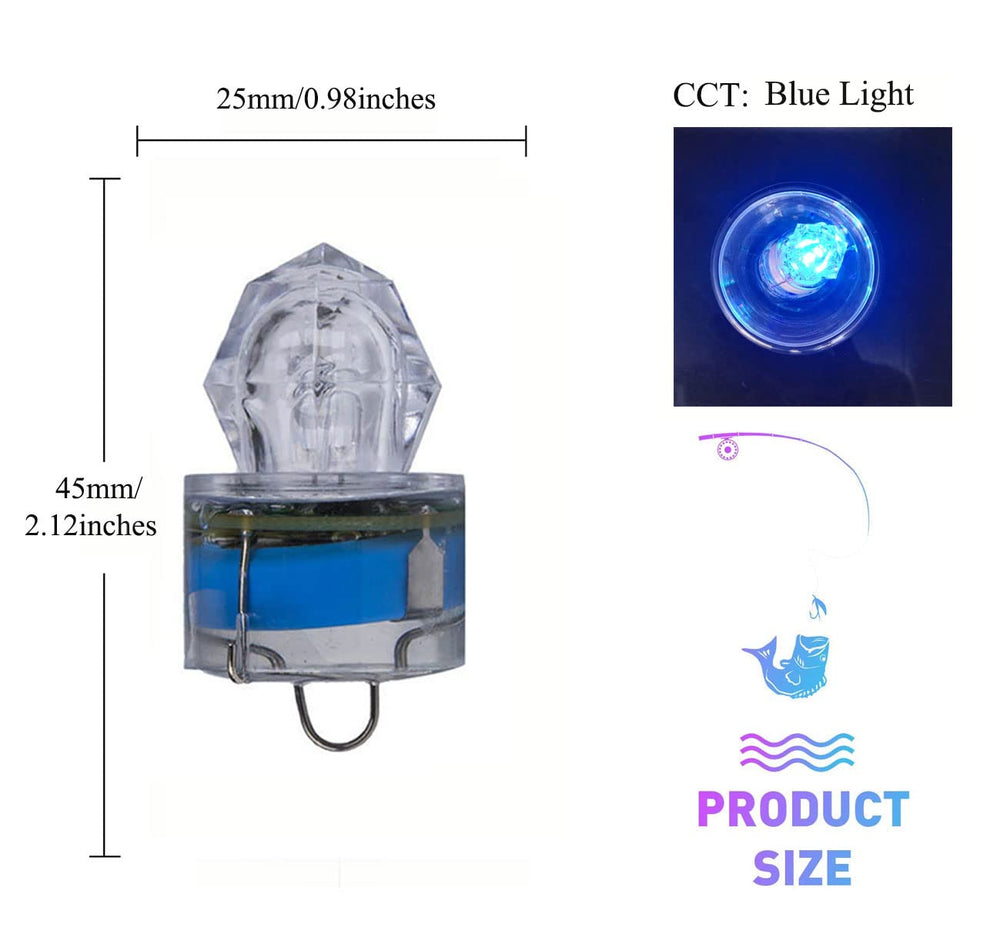 Blue underwater fishing light illuminated in water
