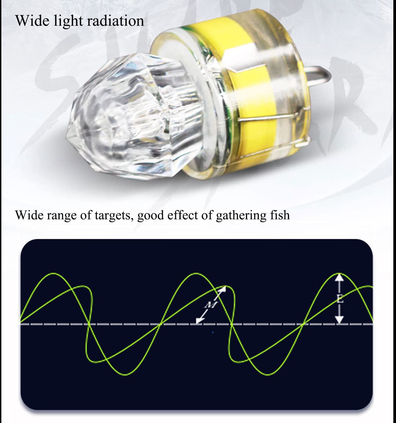 LED lure light attached to fishing line for deep-sea fishing