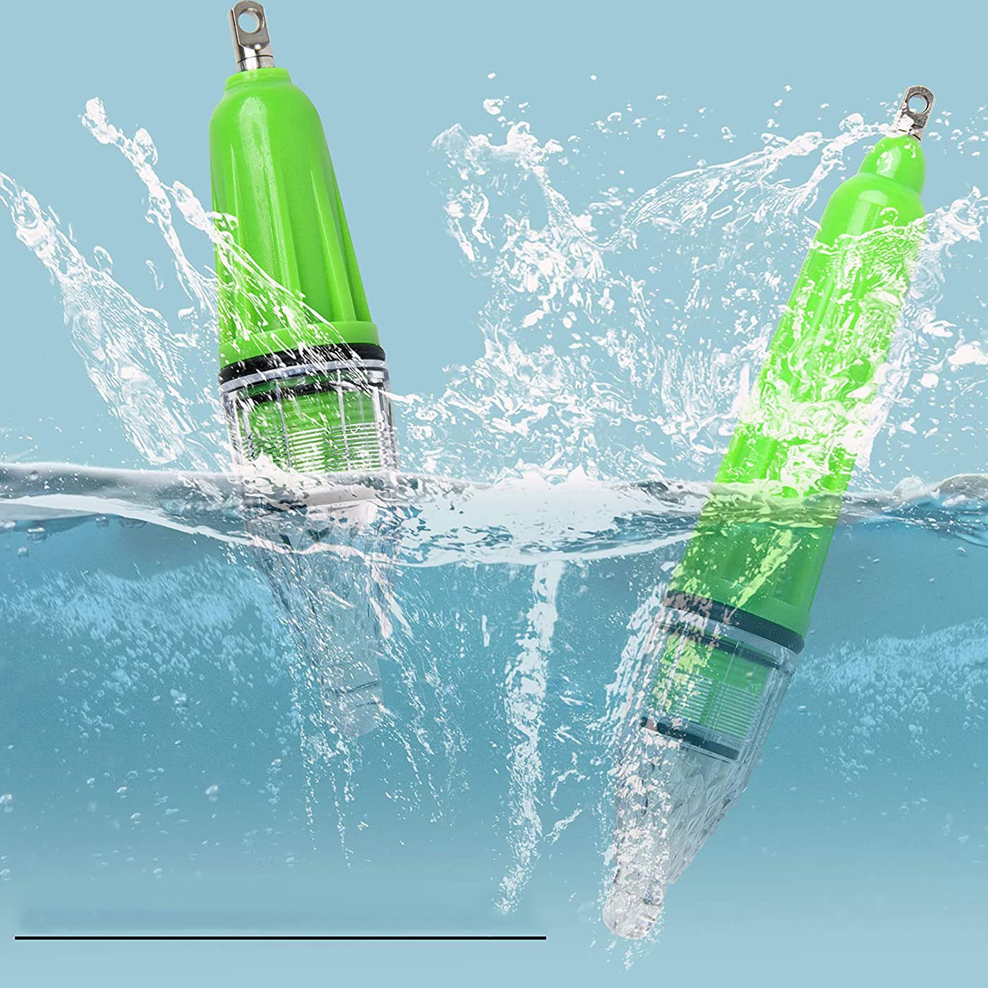 Compact pack of 8 underwater fishing lights for easy transport