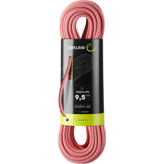 Edelrid Eagle Light 9.5mm rope in red, ideal for lightweight sport climbs and long approaches.