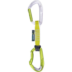 EDELRID Express Set with steel-insert lower carabiner reduces rope wear during leading and belaying.