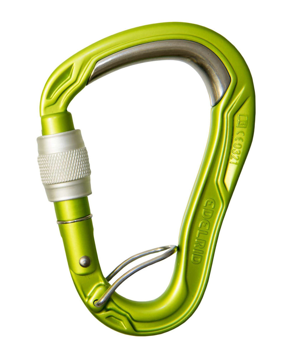 Eidelrid HMS Bulletproof Screw FG carabiner for smooth clipping and reduced rope wear.