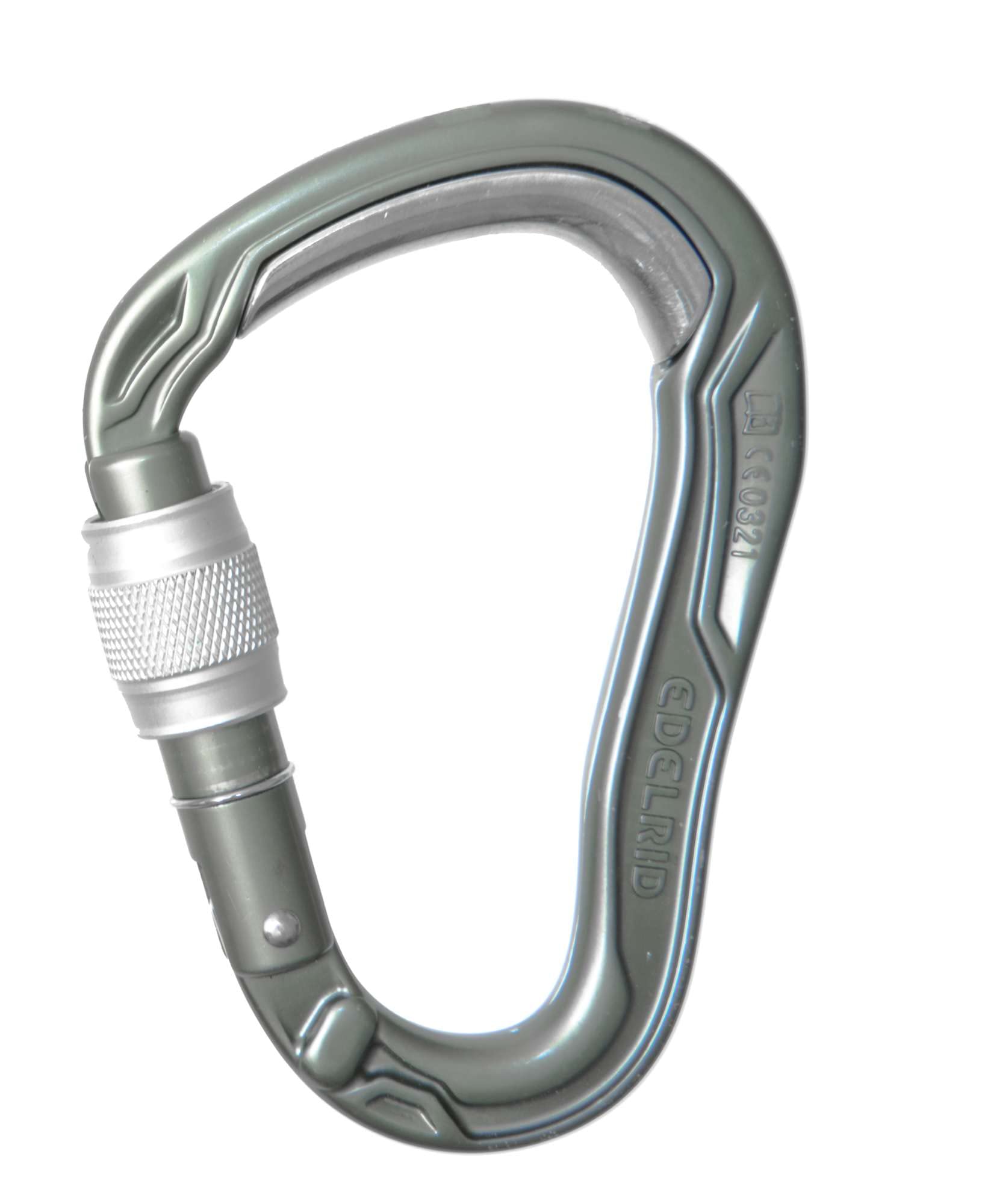 EDELRID HMS Bulletproof Screw Slate carabiner with steel wear plate reducing rope wear during belays