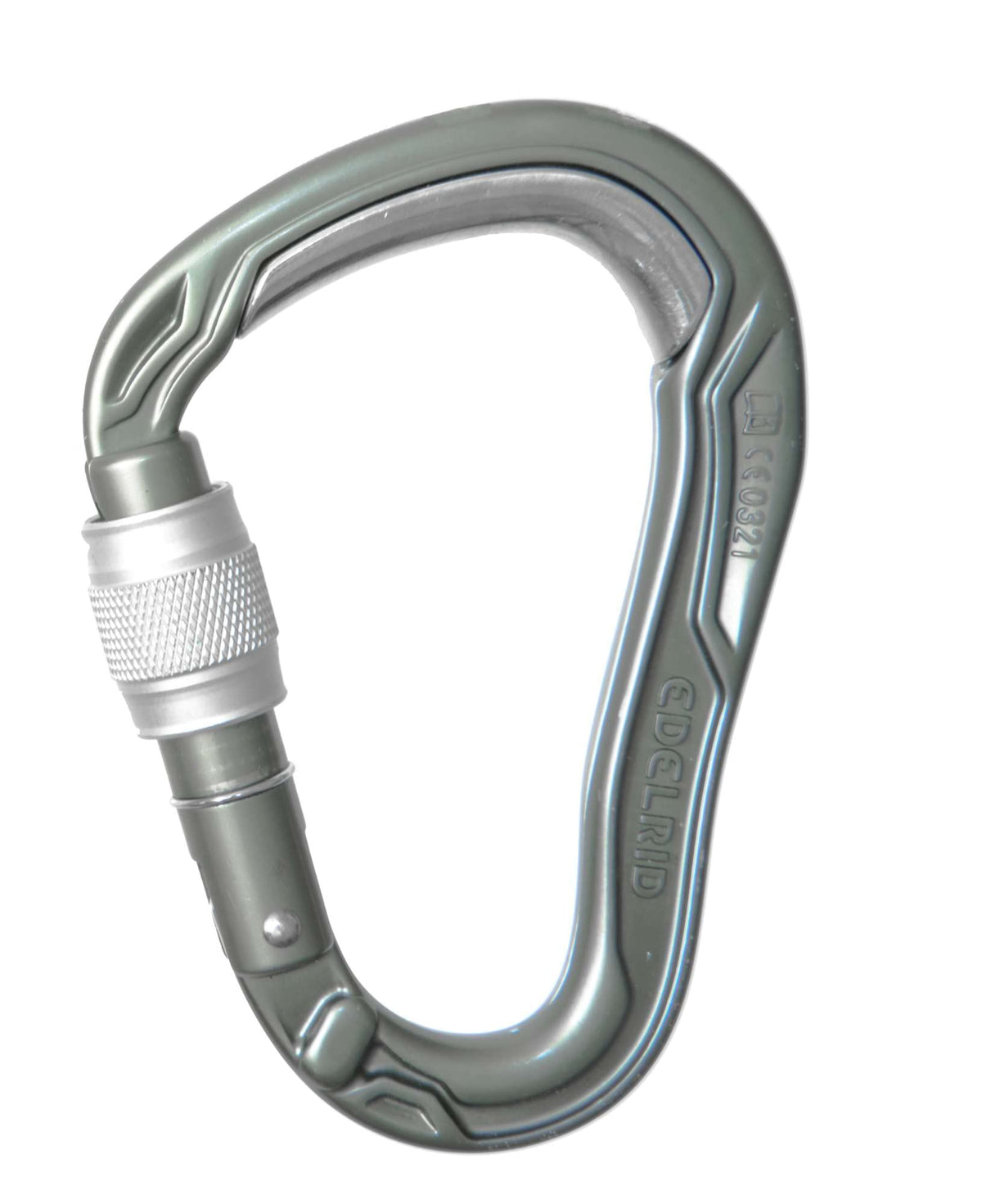 EDELRID HMS Bulletproof Screw Slate carabiner with steel wear plate reducing rope wear during belays