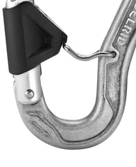 Close-up of steel insert reducing rope wear on EDELRID HMS Bulletproof