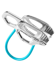 EDELRID Nano JUL brake device side view, compact design for tight rope work.