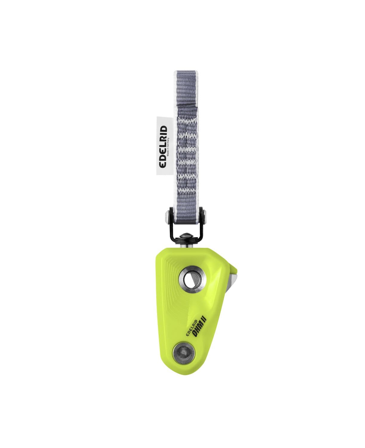 EDELRID Ohm II clipped to the first bolt for controlled belays.