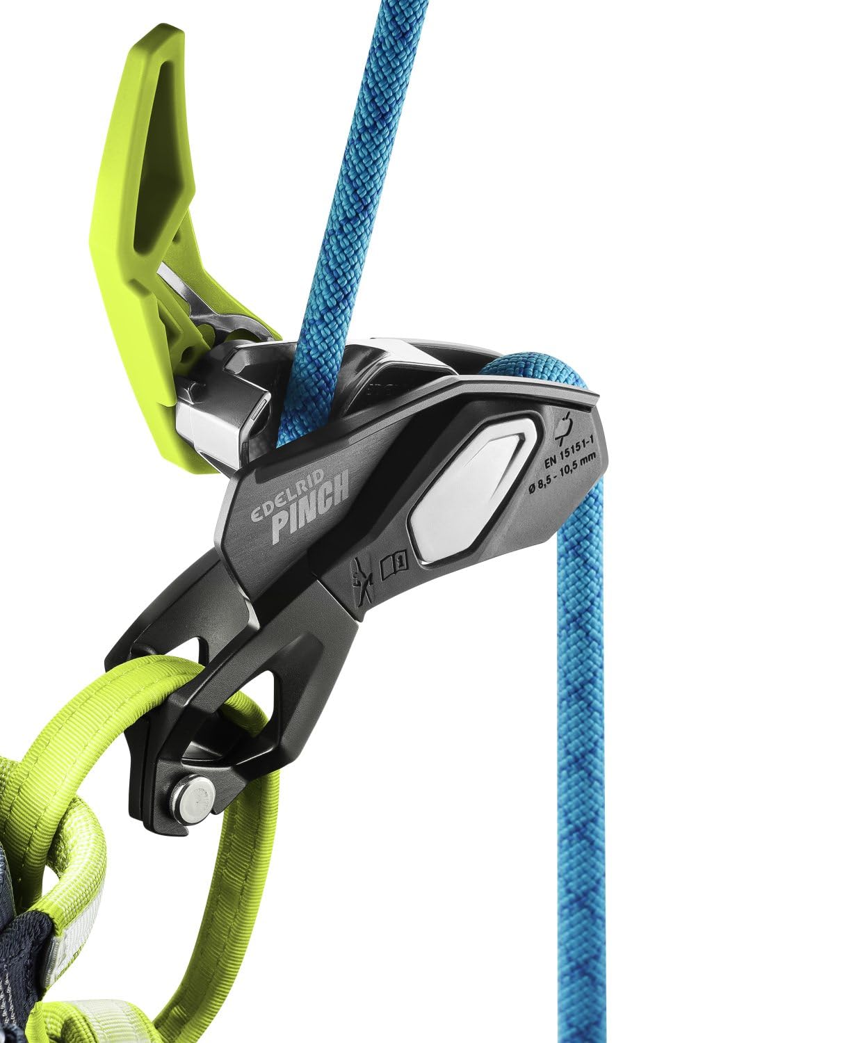 EDELRID Pinch certified to EN 15151-1, EN 12841-C, and UIAA standards.