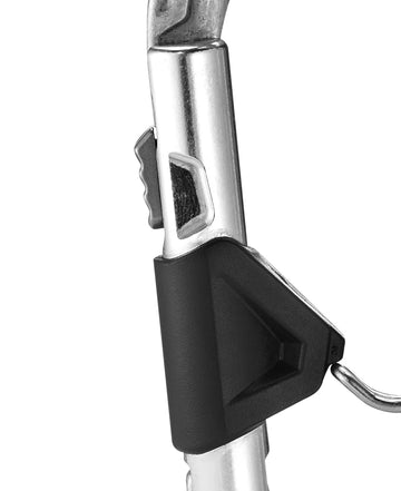 Spring bar maintains alignment to prevent cross loading during belays