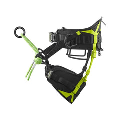 EDELRID TreeRaptor waist buckle close-up showing secure Triple Lock buckle.