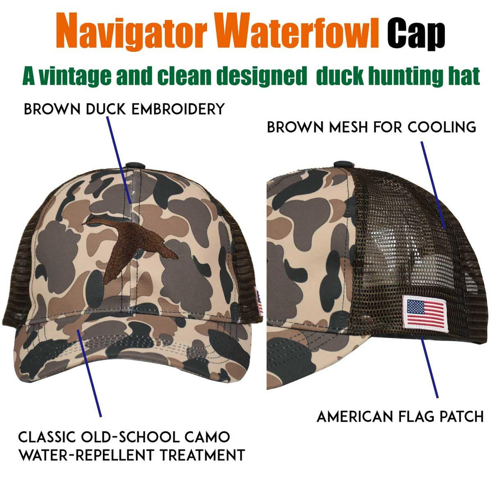 Old-school camo brim and crown on EDTREK hunting cap