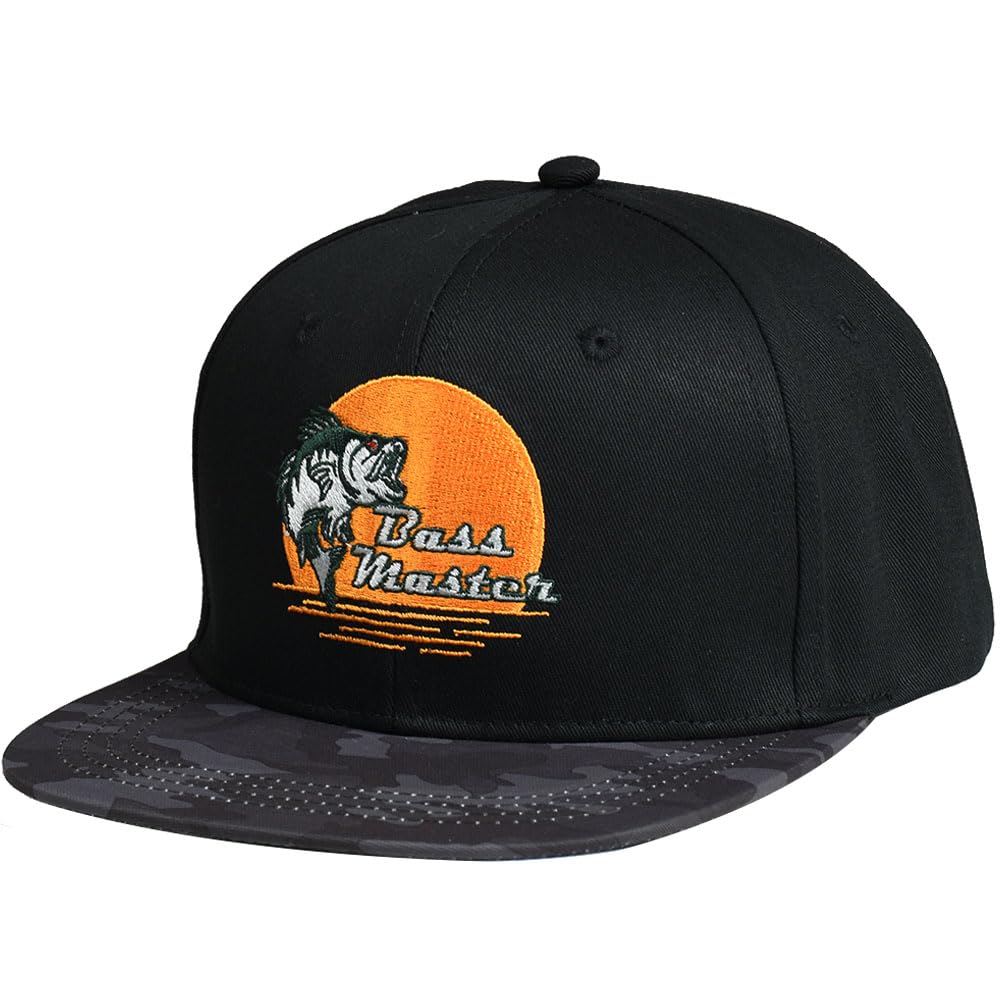 EDTREK Outdoorsman snapback front embroidery showcases bass master design for bold outdoor style.