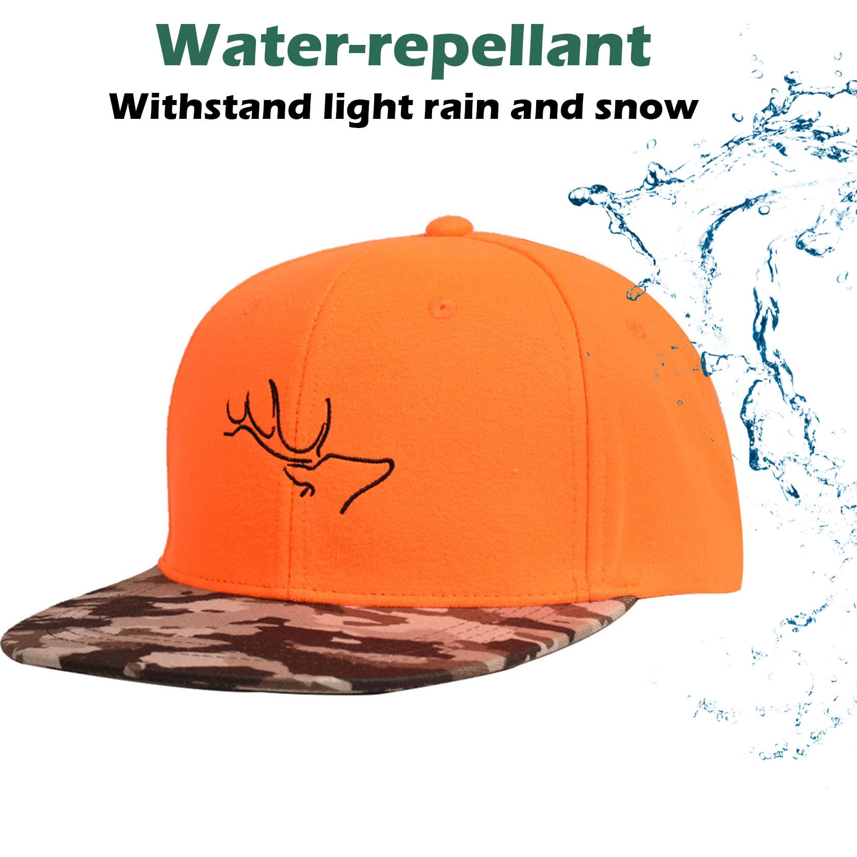EDTREK camo brim with water-repellent properties helps shed light rain during adventures.
