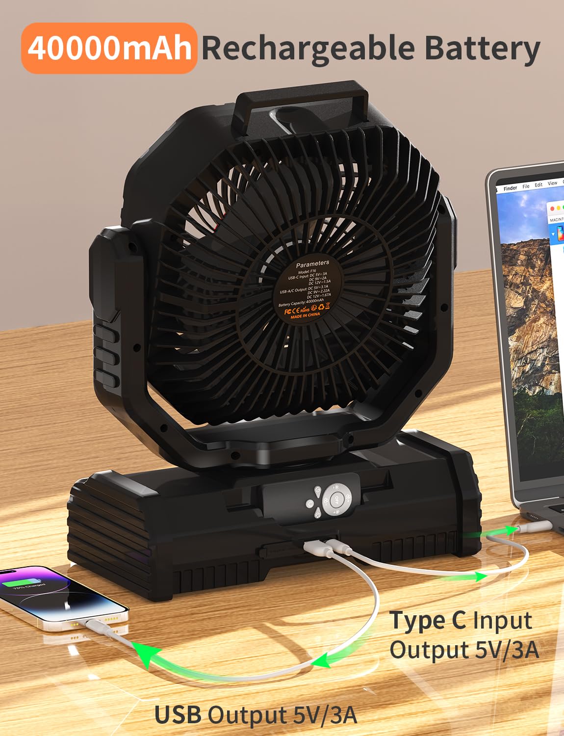 EEIFO camping fan SOS light mode for emergency signaling outdoors