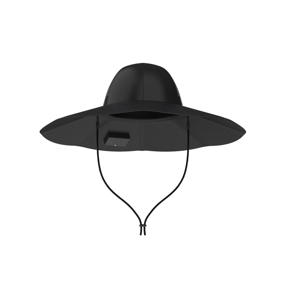 EF ECOFLOW Power Hat front view with solar brim and sun protection on display