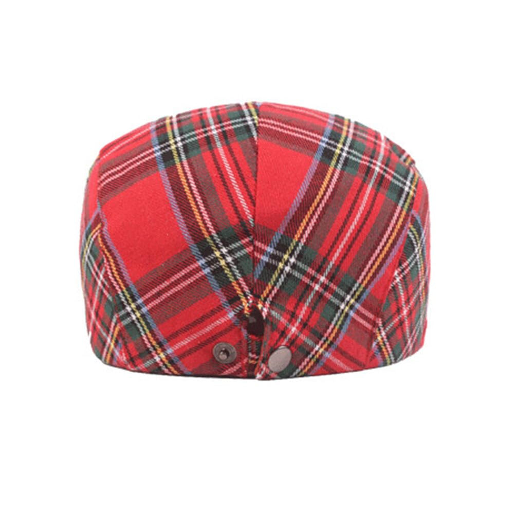 Eforcase newsboy plaid red cap, vintage charm for outfits.