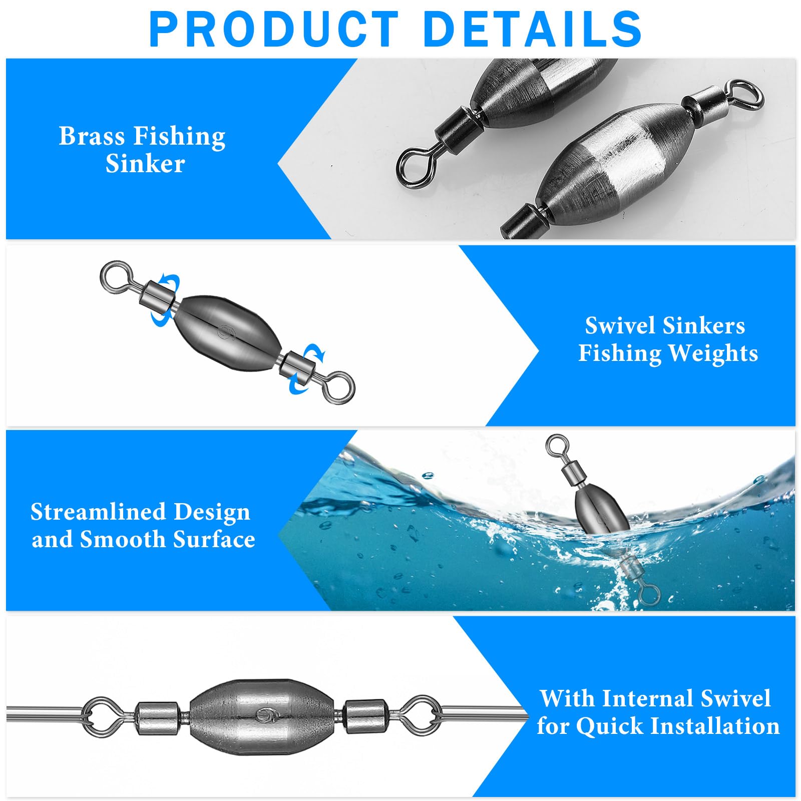 Egg sinker with rolling swivels at ends