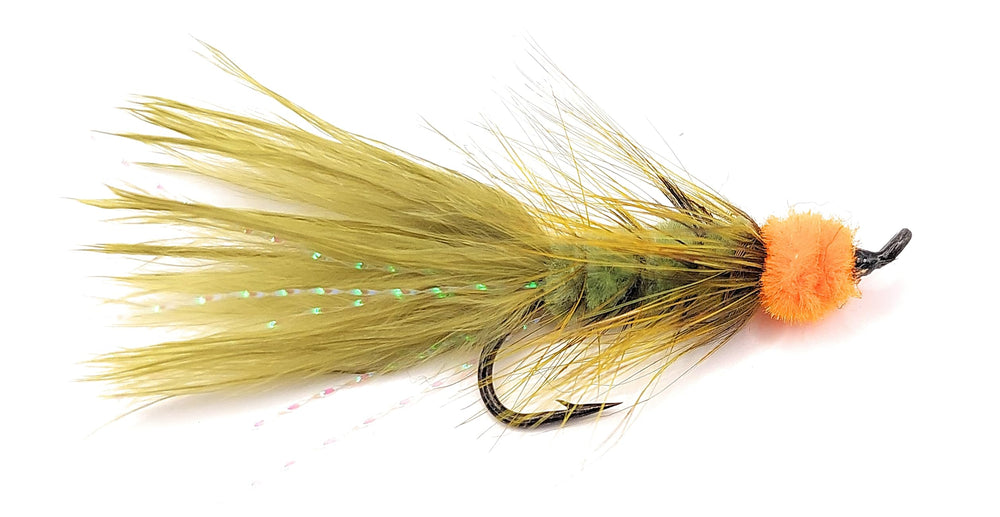 Egg Sucking Leech Olive tied on Salmon Hook #8 for trout and salmon