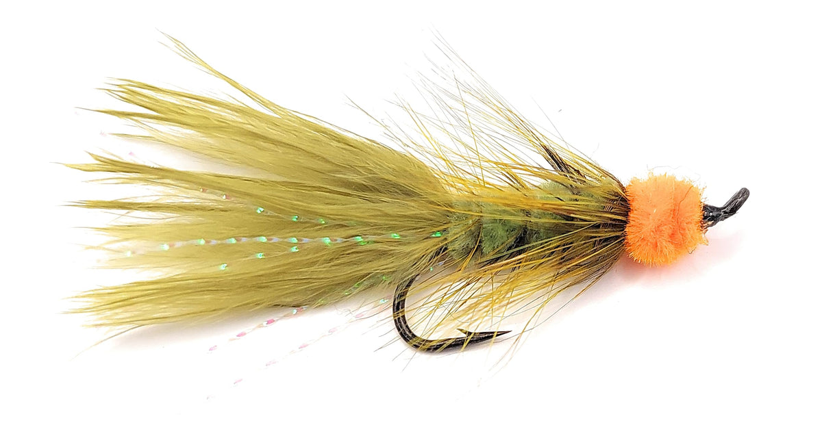 Egg Sucking Leech Olive tied on Salmon Hook #8 for trout and salmon