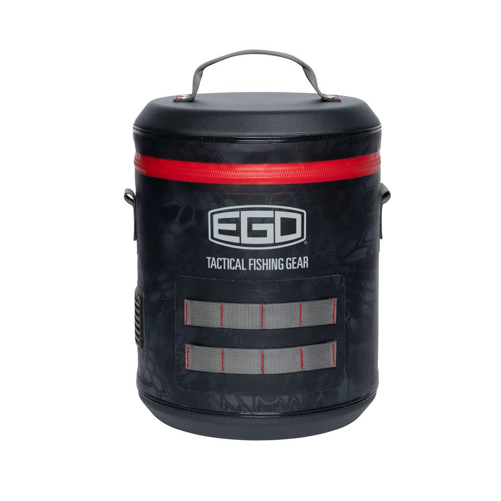 Close up of carry handle and shoulder strap on Ego Kryptek TPU Fish Weigh in Cooler