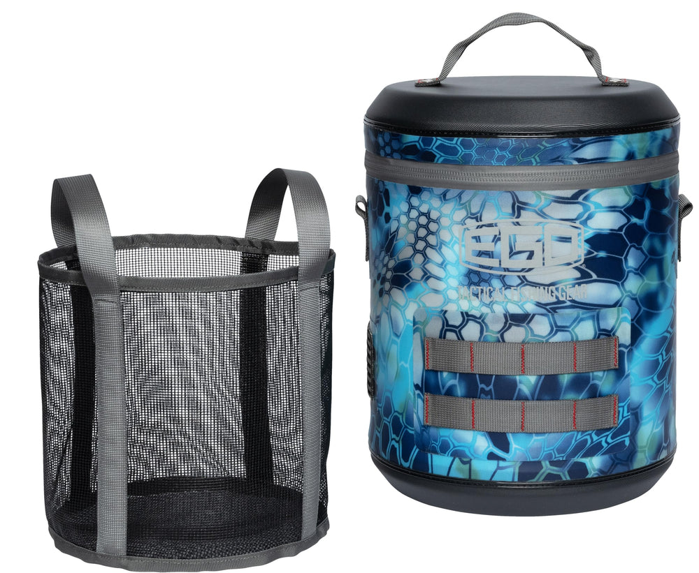 Ego Kryptek TPU Fish Weigh-In Cooler top view showing ample bait and weigh-in space