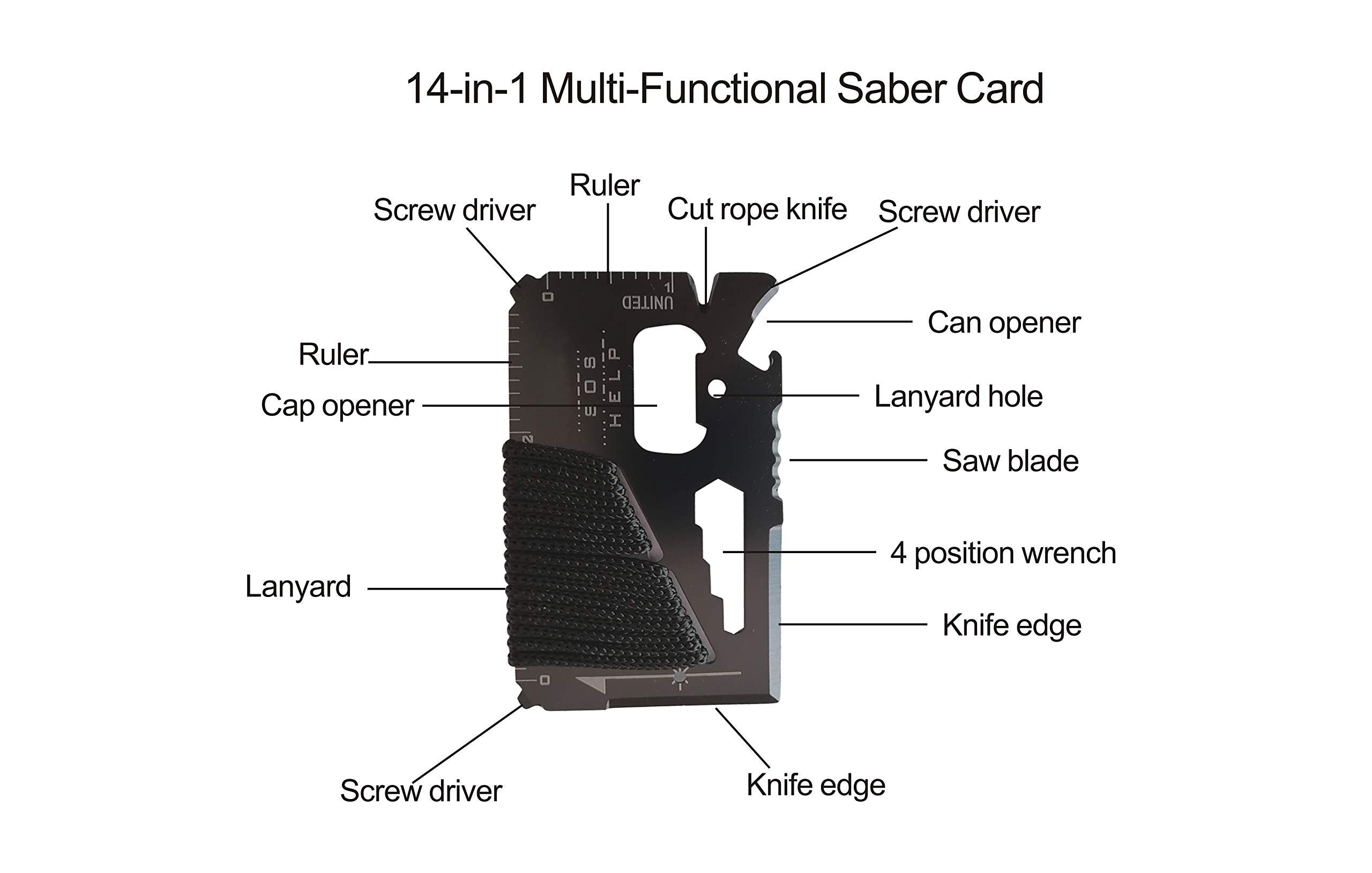 eGreen 14-in-1 Multi-Tool Card, versatile toolkit with knife and more.