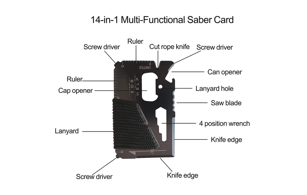 eGreen 14-in-1 Multi-Tool Card, versatile toolkit with knife and more.