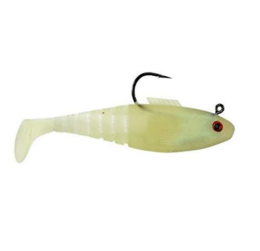 Egret Baits E-VSH40-38-02 4-inch Vudu Shad Glow - 3-Pack