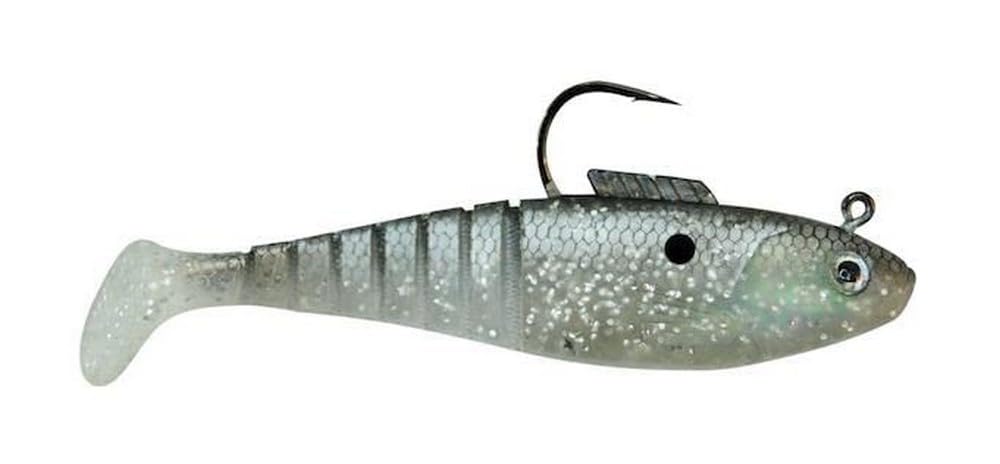 Egret Baits Vudu Shad Silver Mullet, lifelike action boosts casting success.