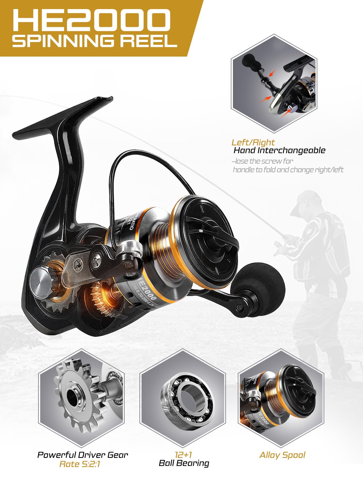 Ehowdin spinning reel supports left or right hand use for comfortable retrieval.