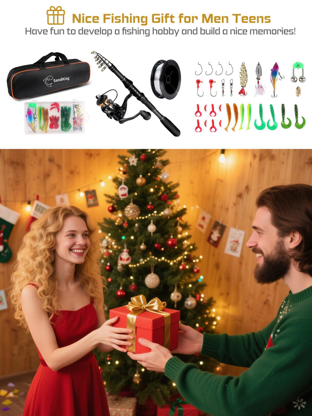 All-in-one fishing pole kit for beginners, teens and adults