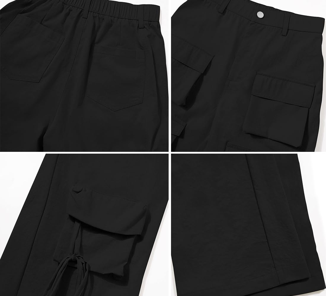 EHYFFYH elastic-waist cargo pants, comfortable for hiking and all-day wear.