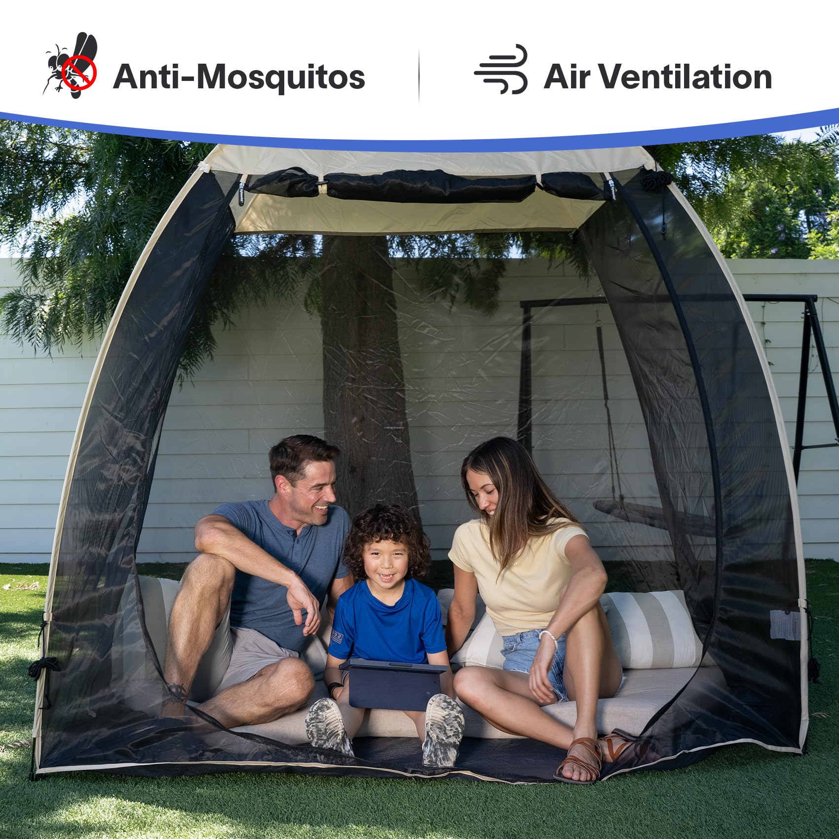 EighteenTek screen house gazebo low-entrance design for easy wheelchair access