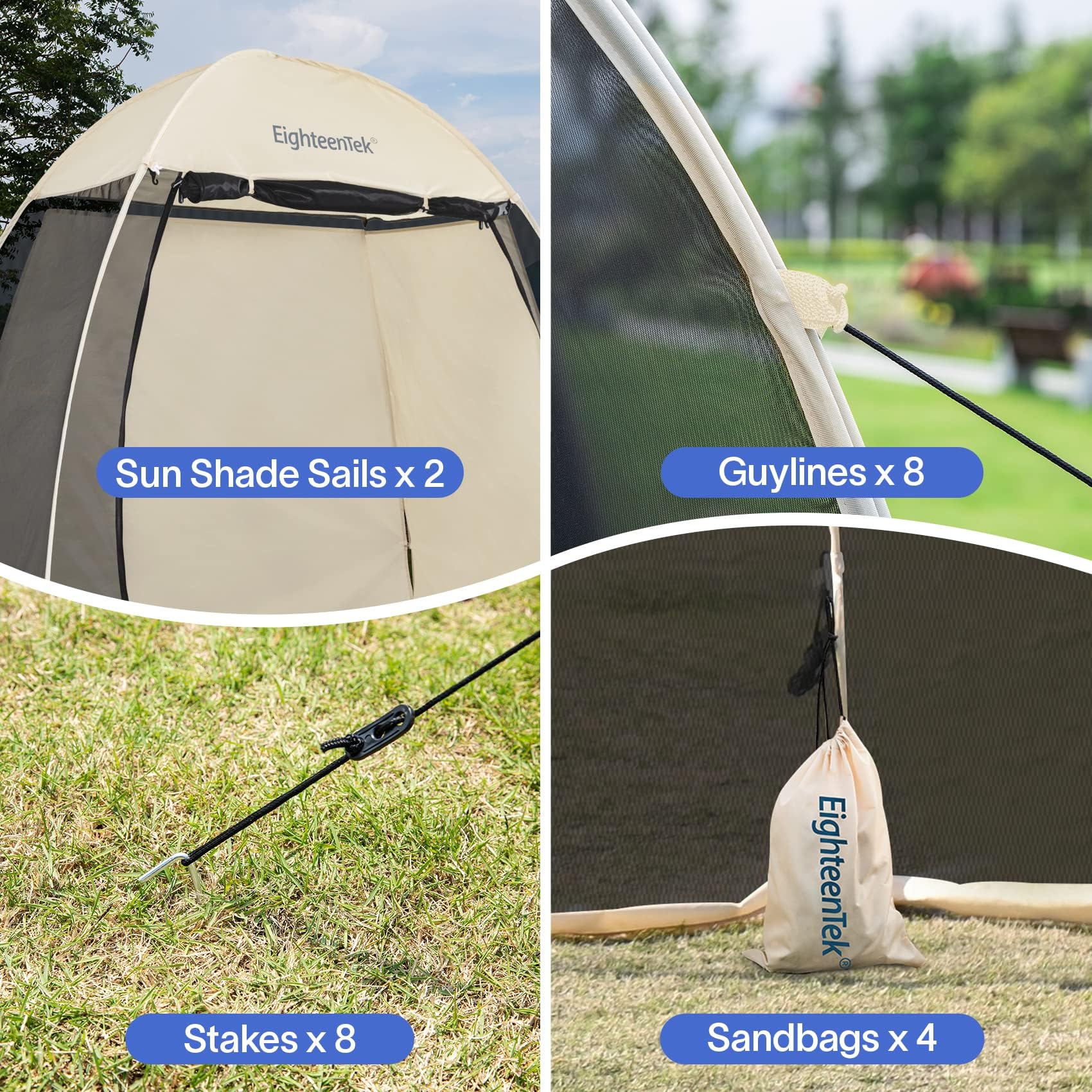 EighteenTek screen house gazebo sun shade sails provide extra protection and privacy