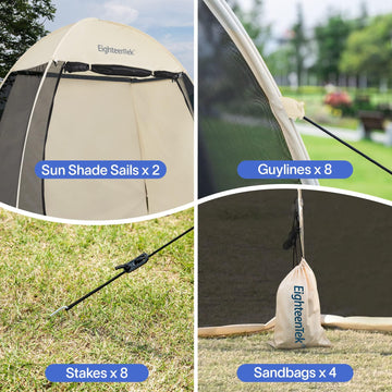 EighteenTek screen house gazebo sun shade sails provide extra protection and privacy
