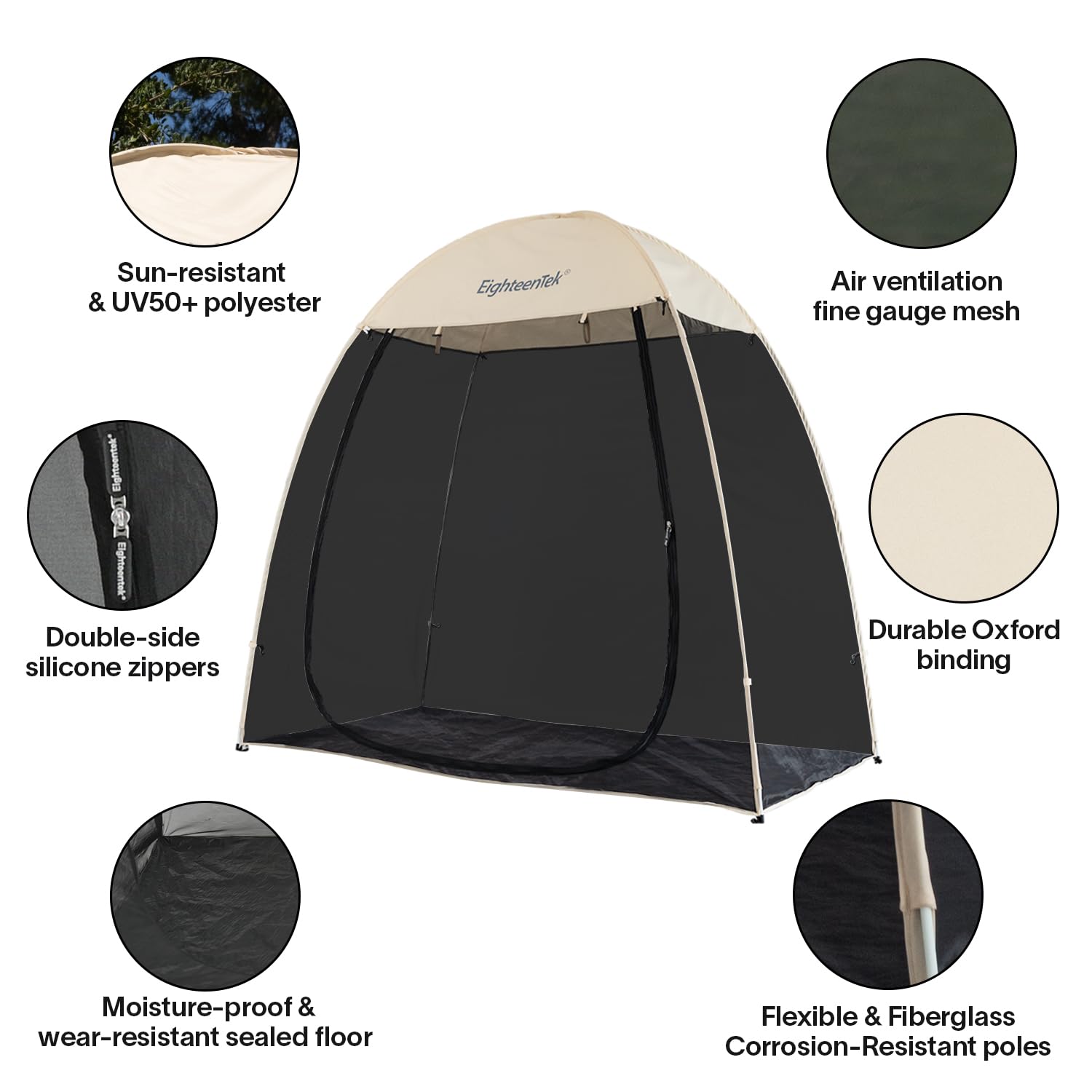 EighteenTek screen house gazebo breathable mesh panels for airflow
