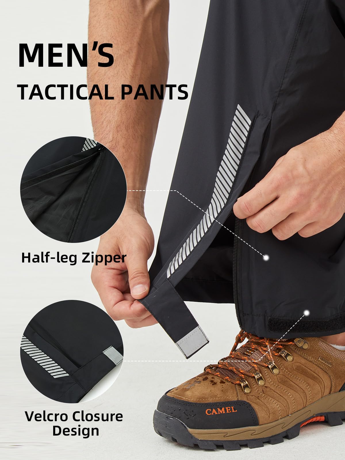 EIGIOO men's rain pants foldable design fits into a backpack