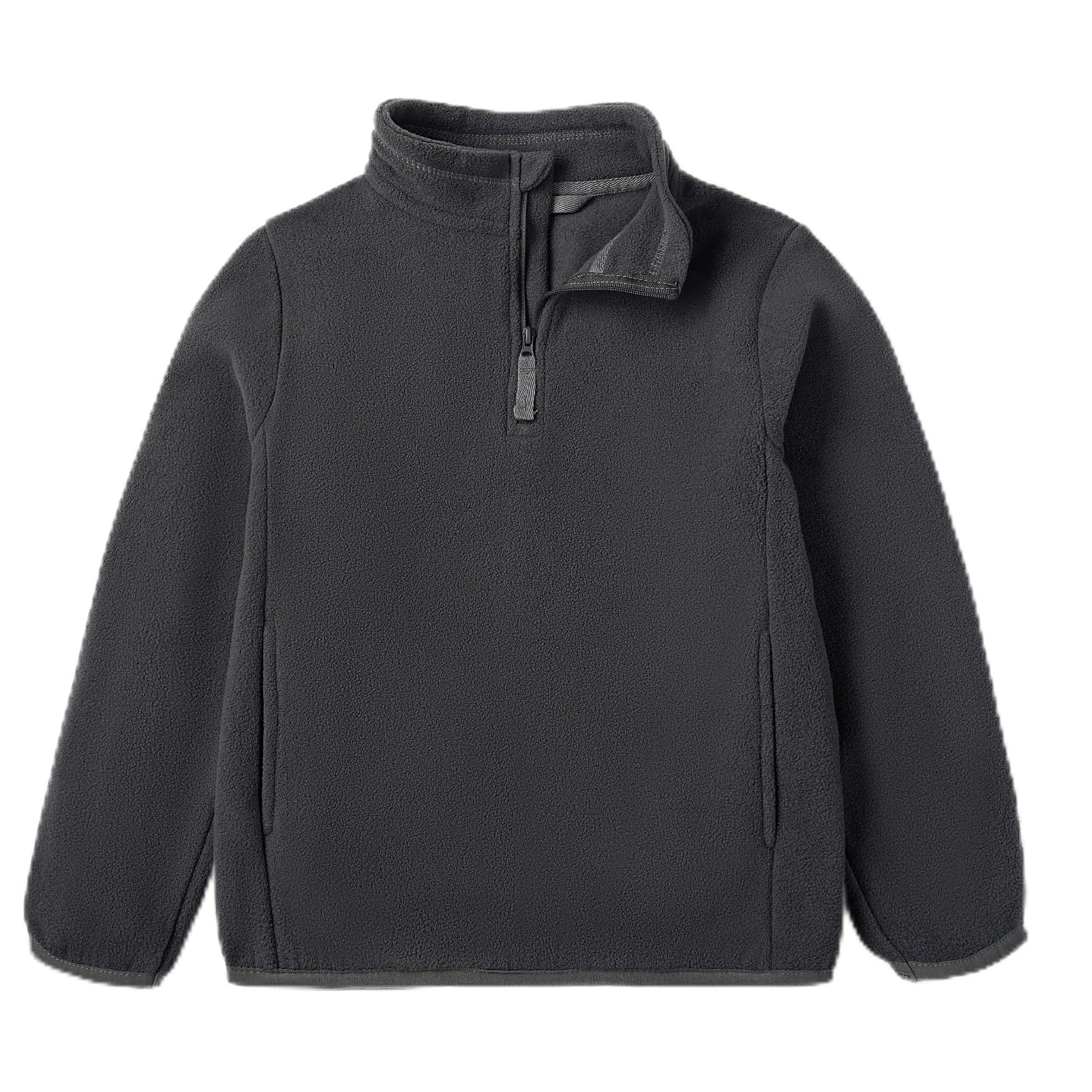 Eigioo toddler fleece quarter-zip jacket front view shows soft warmth for cool mornings.