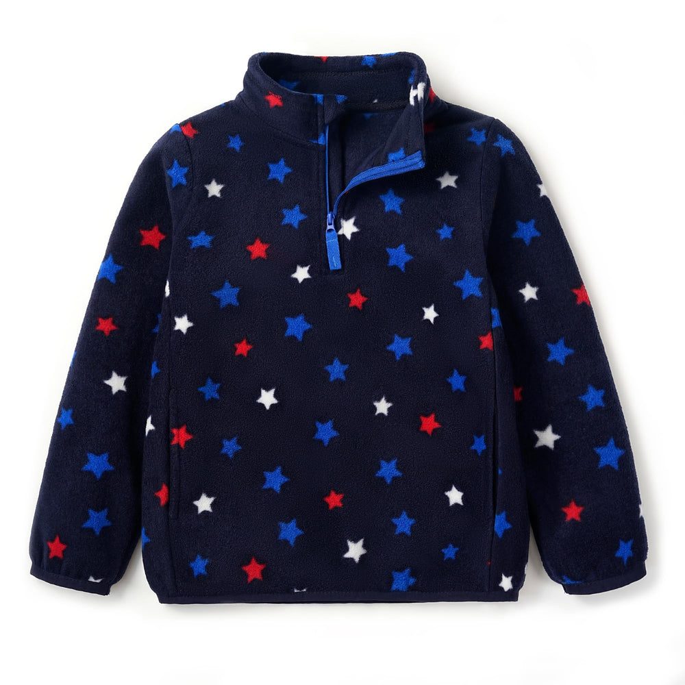 EIGIOO toddler fleece quarterzip closeup showcases soft brushed fleece for cozy warmth