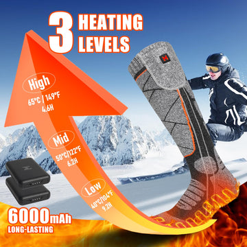 EIHBIEA heated socks battery demonstrates 6000mAh capacity for extended warmth.