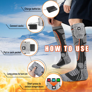EIHBIEA heated socks carbon fiber heating evenly warms soles and toes.