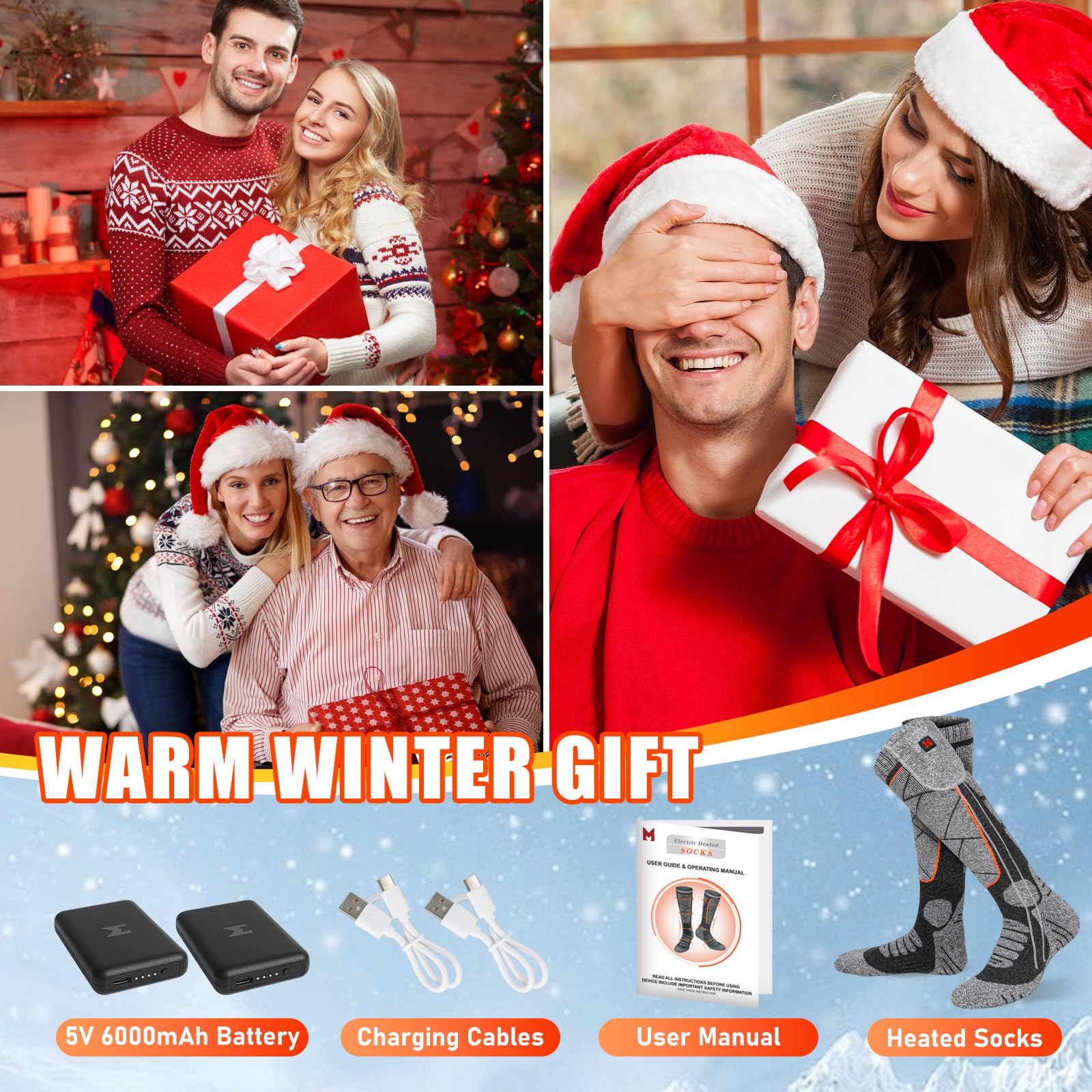 EIHBIEA heated socks gift-ready packaging emphasizes thoughtful present for cold seasons.