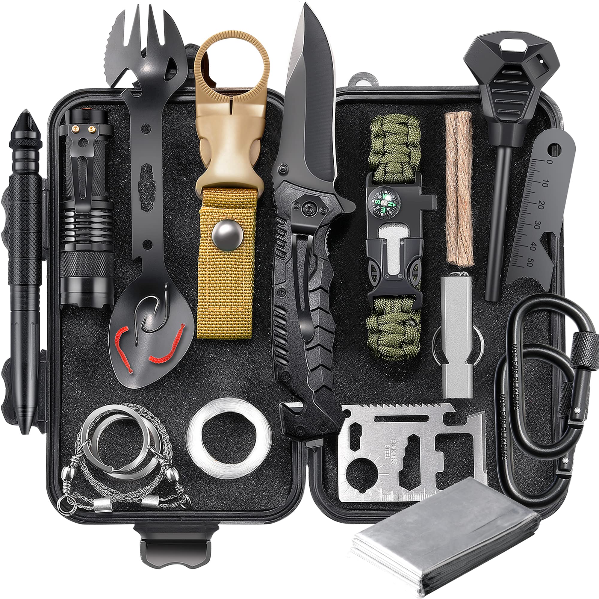 EILIKS 23in1 survival gear kit ready for outdoor preparedness and travel