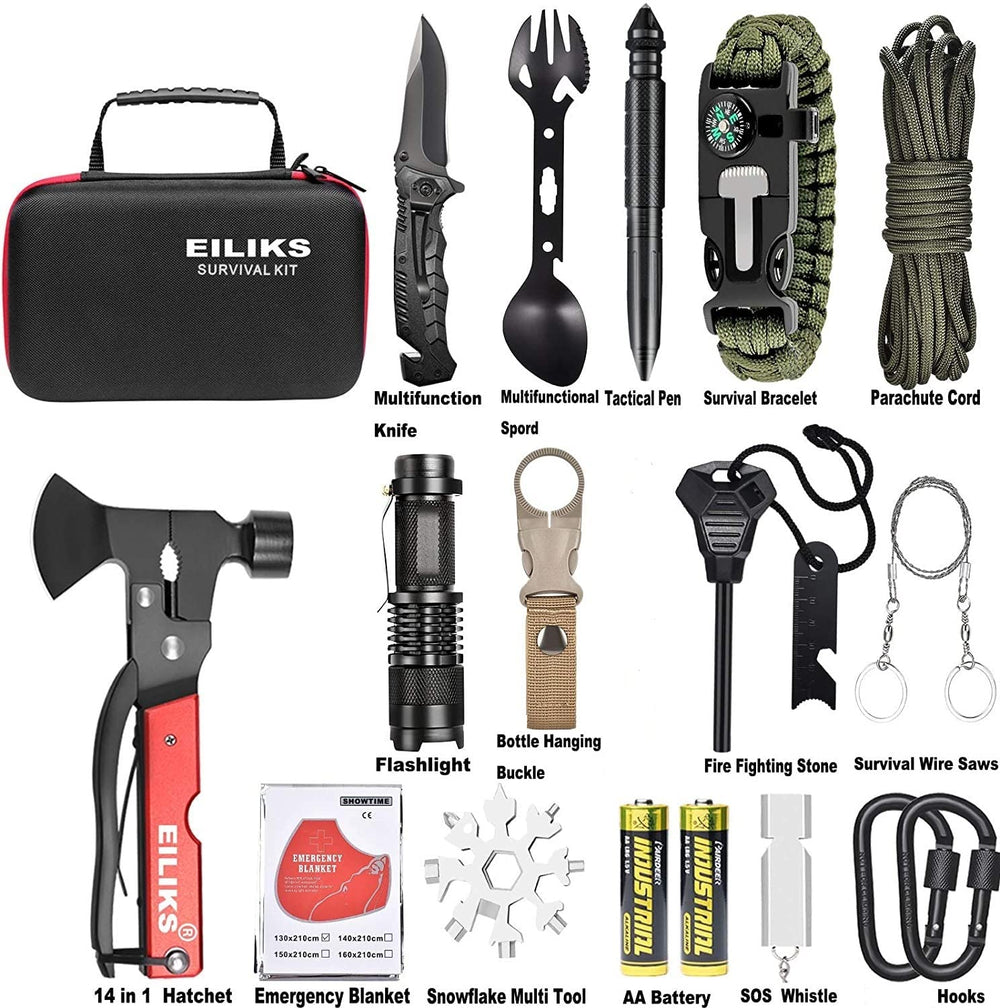 EILIKS 14-in-1 hatchet in action for camping tasks.