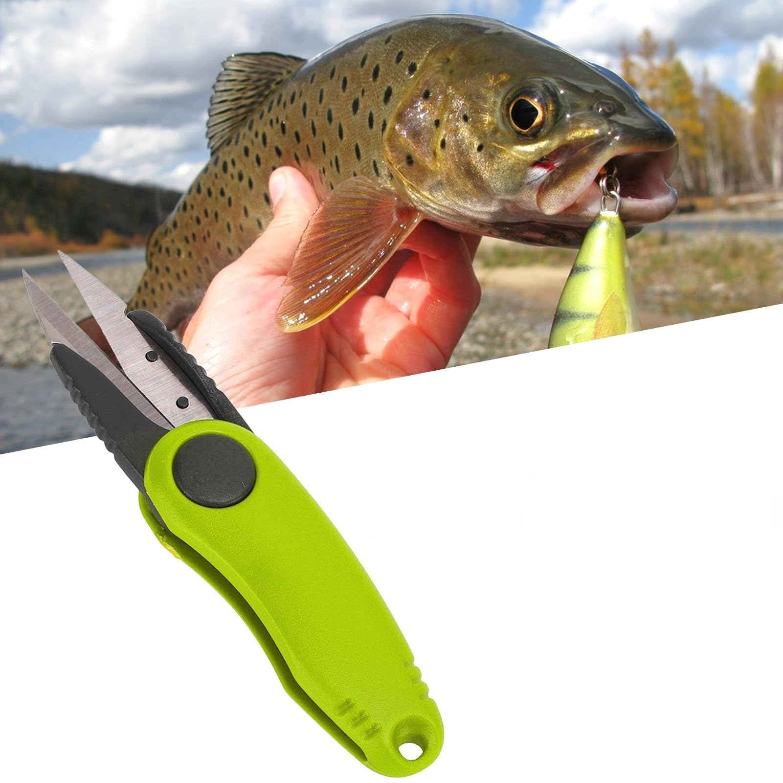 EIMSOAH Ambidextrous fishing scissors in bright yellow for both hands.