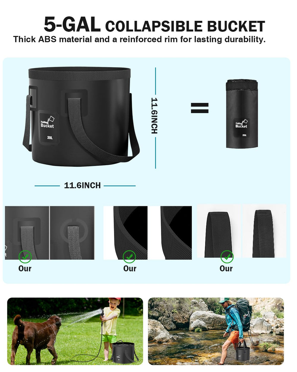 Eioehtl portable shower highlights a 6000mAh battery for long camping runtimes.