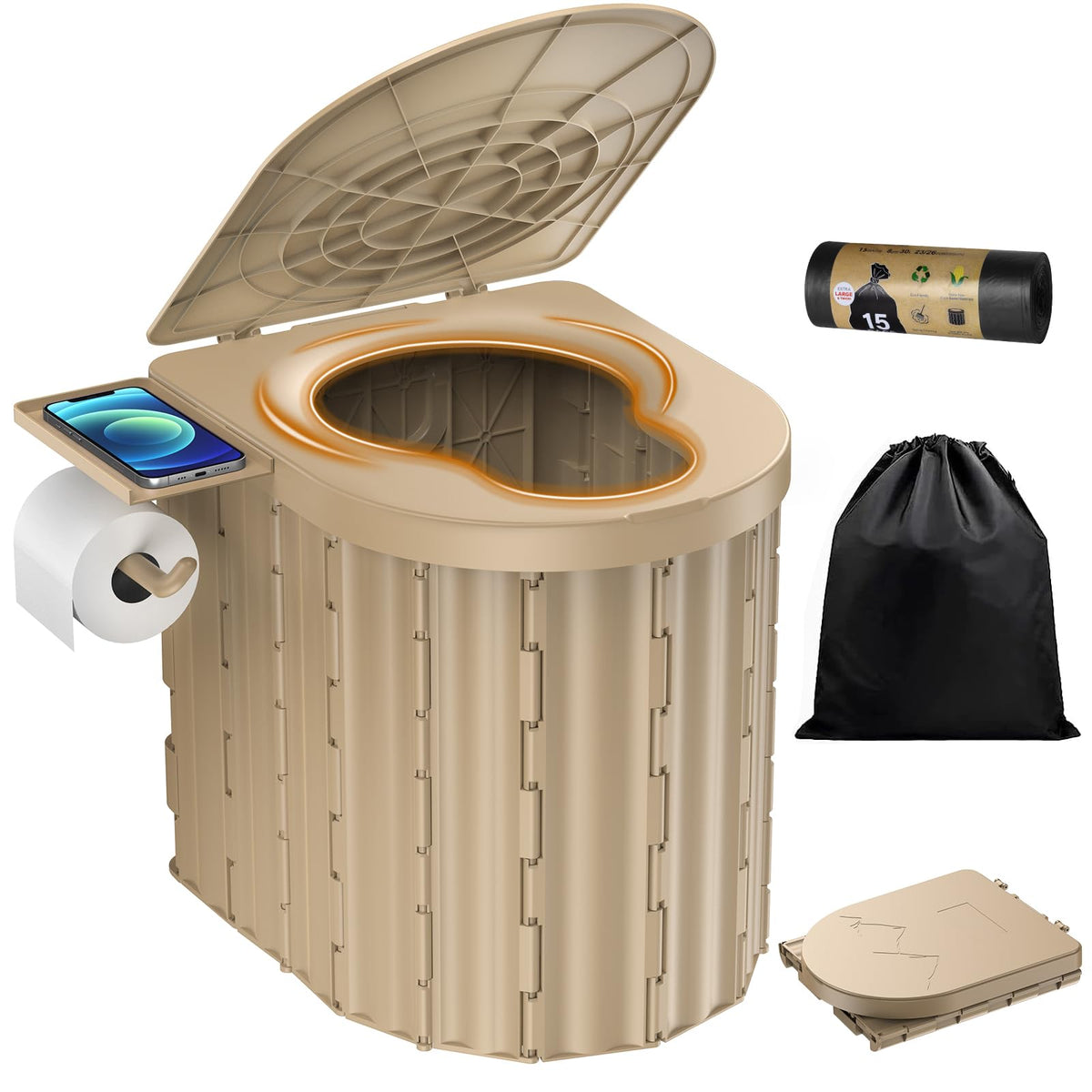 Eioehtl portable toilet 15 inch seat for home like comfort outdoors
