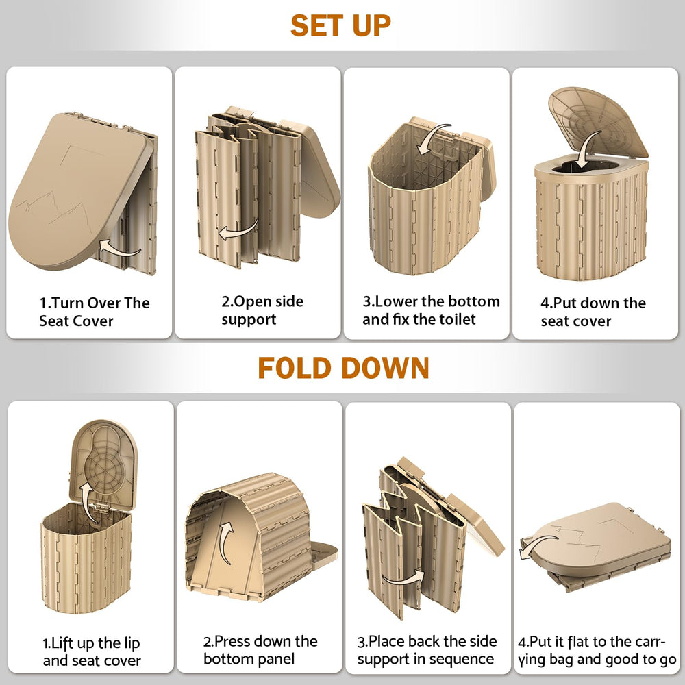 Eioehtl portable toilet multifunction design serves as toilet, trash can, or stool outdoors