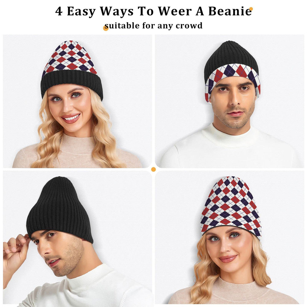 Eionryn Patriotic Beanie knit texture close-up shows durable outer and flexible inner fabric
